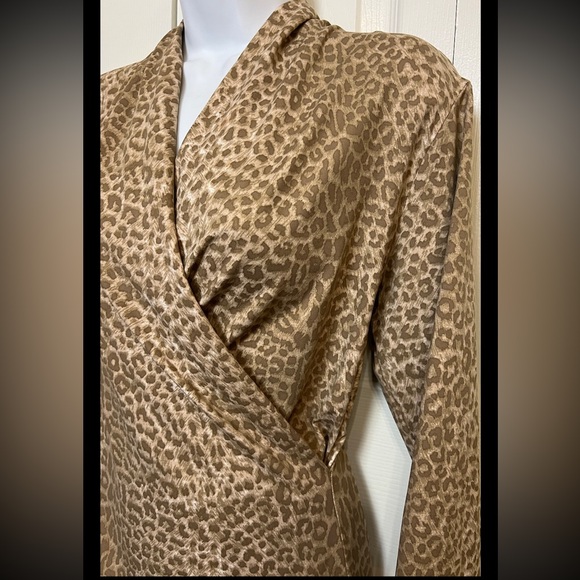 J. MCLAUGHLIN Faux Wrap Dress Panama Leopard Print Catalina Cloth Large - Picture 4 of 10
